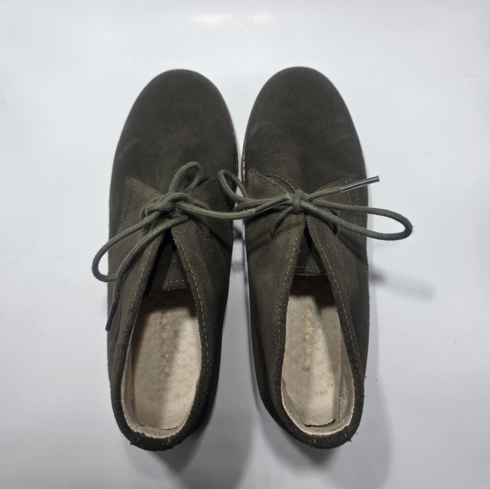 Hush Puppies Women’s Leather Lace-Up Oxford Shoes Dark Olive Suede Size 6.5